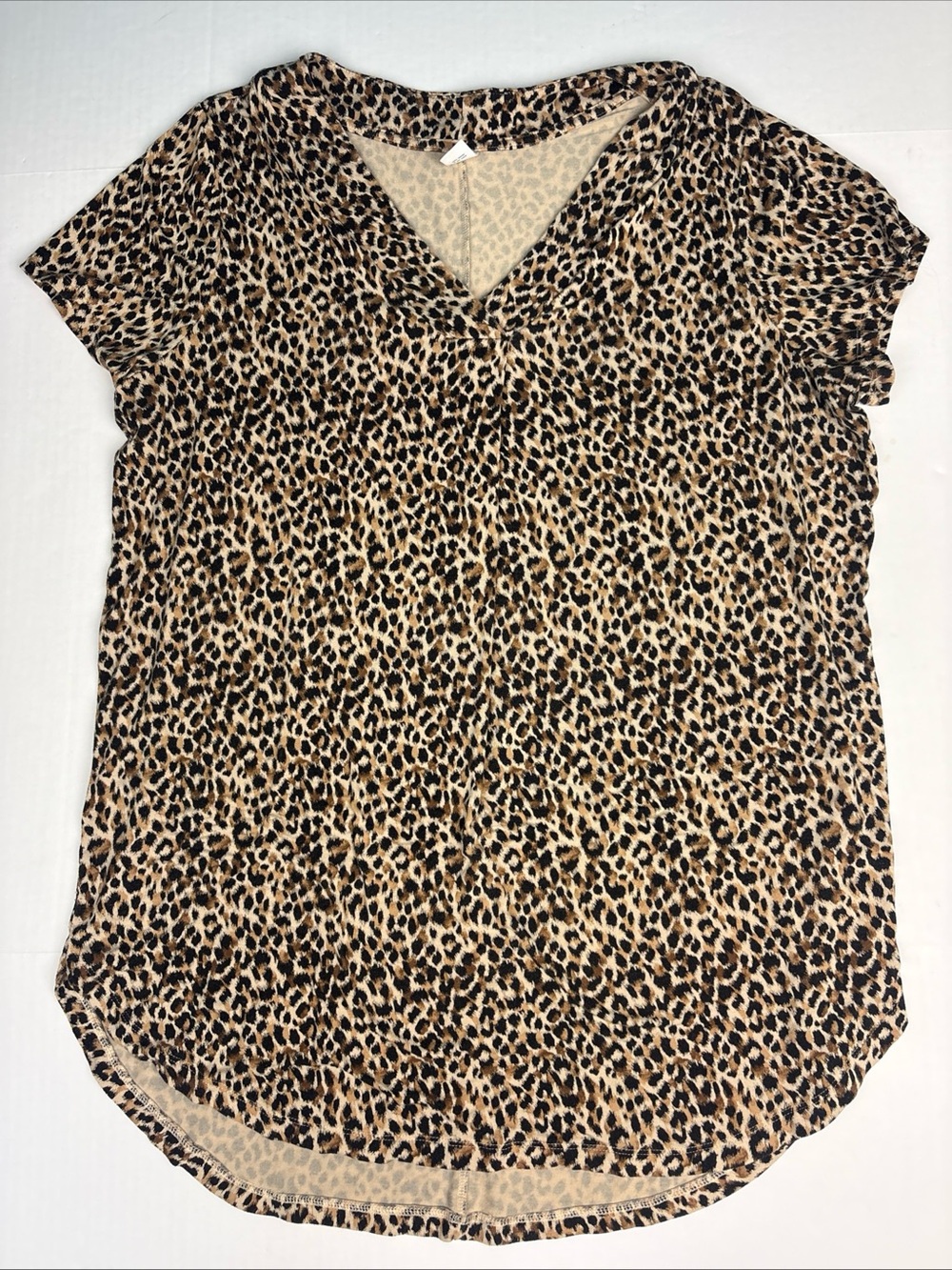 Old Navy Luxe Women XL Tall Shirt Tunic Animal Print Leopard V-Neck Rayon Blend
